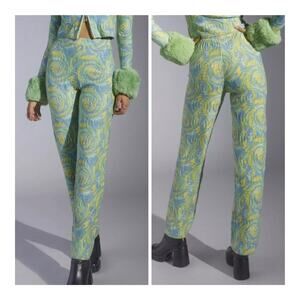 House of Sunny Cucumber Cypress Colorful Vegan Festival Swirl Knit Pants US8
